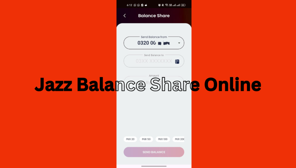 image of Jazz share balance online Simosa app showing the process of sharing balance