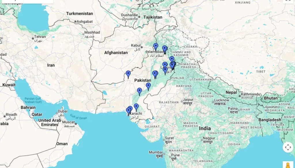 image of jazz 5g coverage in map showing the top cities of pakistan where 5G has been lauched