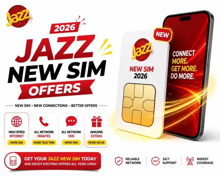 image of Jazz New Sim Offers showing benefits of jazz new sim and free packages